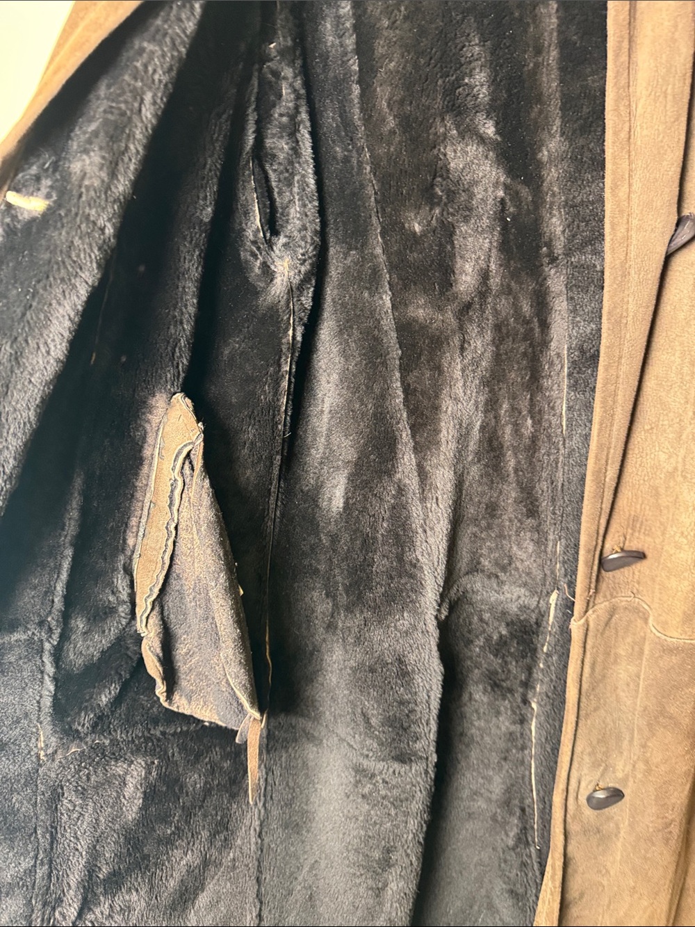 I. J. FOX FURS Boston Vintage Chocolate Brown Suede Shearling Full Length Coat M - Picture 10 of 14